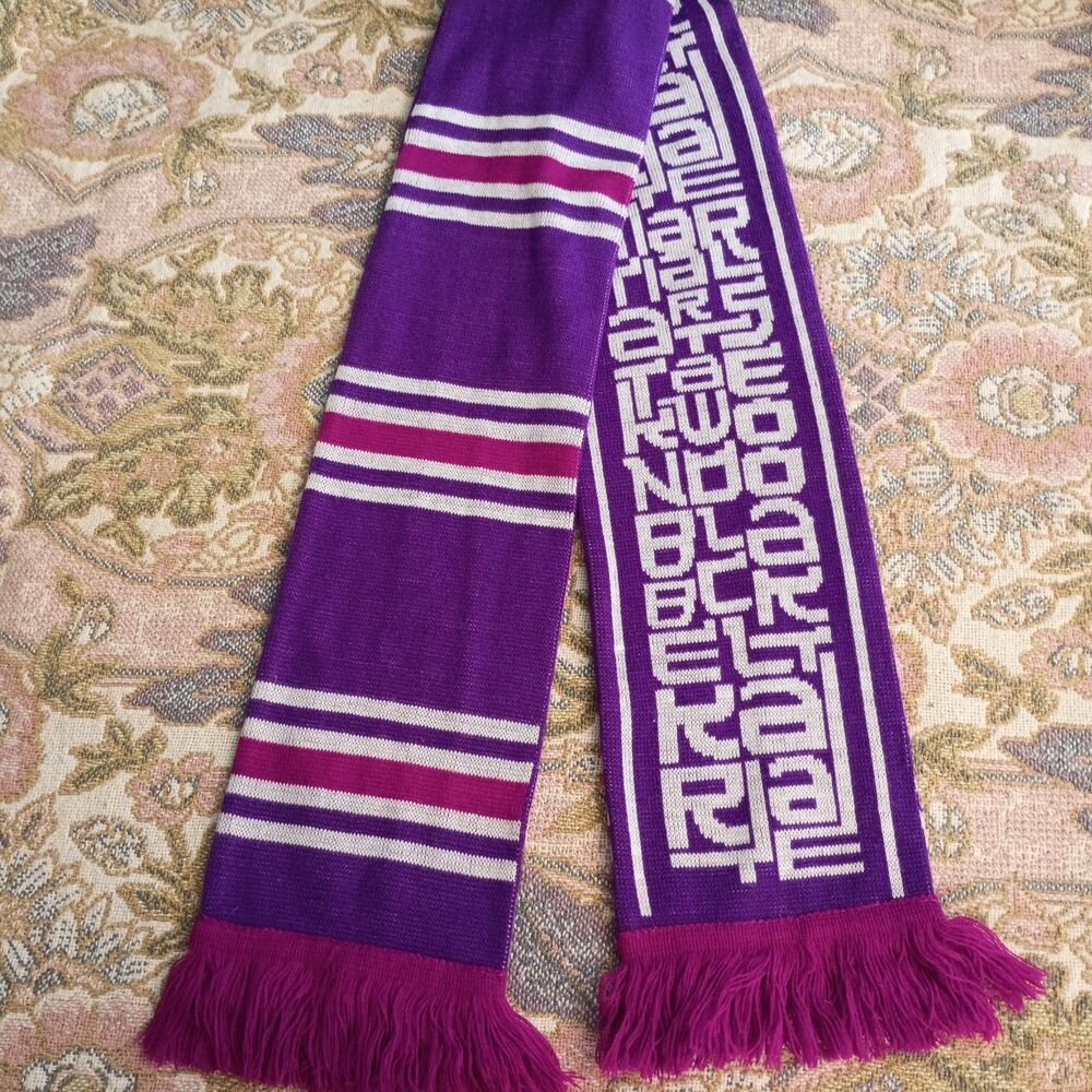 Martial Arts Taekwondo Knit Scarf Purple White Pink Fringe Suntrend Sport 60"